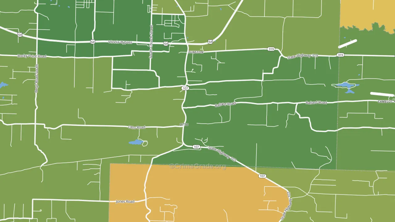 Otto, AR Map of Burglary Rates