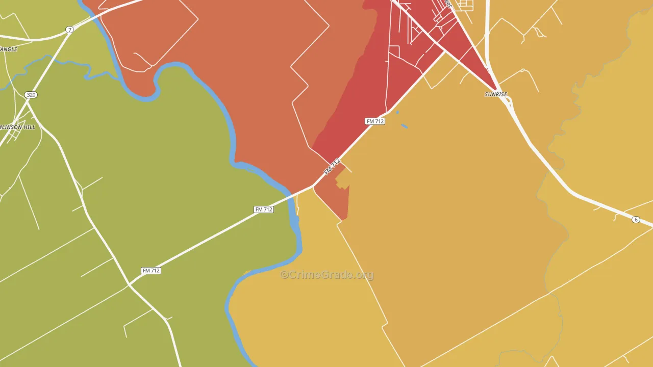 Otto, TX Map of Burglary Rates