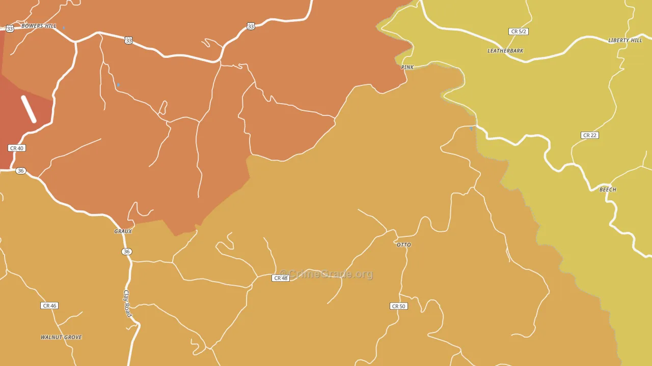 Otto, WV Map of Burglary Rates
