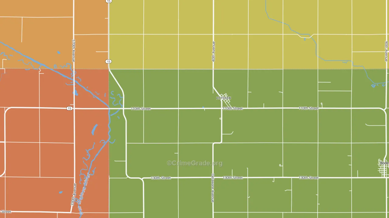 Ottosen, IA Map of Burglary Rates
