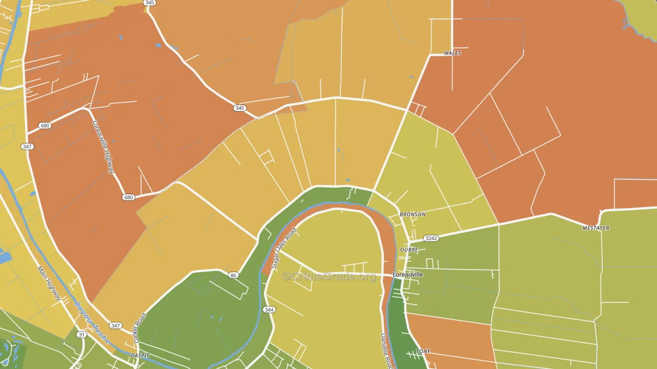 Oubre, LA Map of Burglary Rates