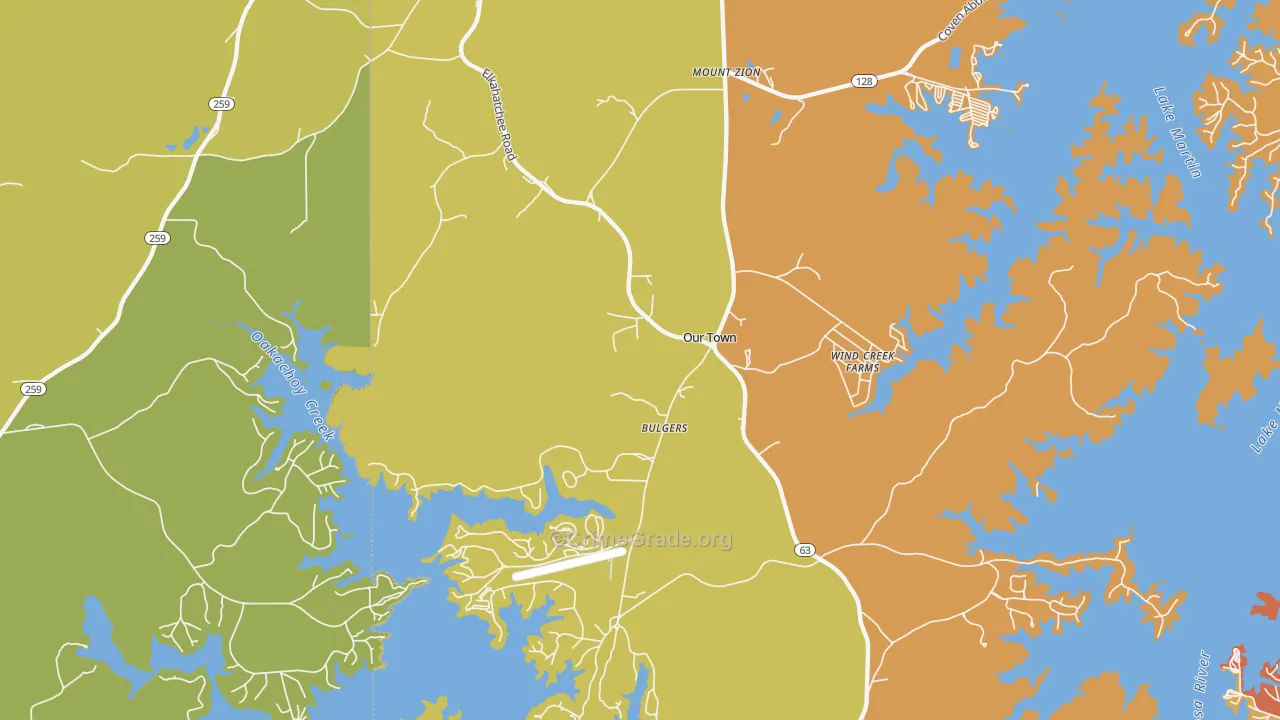 Our Town, AL Map of Burglary Rates
