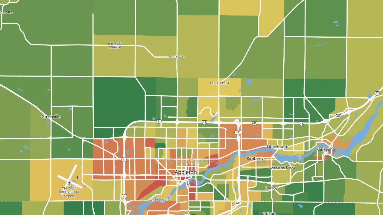 Outagamie County, WI Map of Burglary Rates