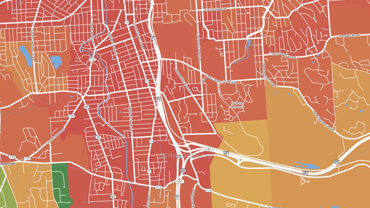 Outer Comstock, Syracuse, NY Map of Burglary Rates
