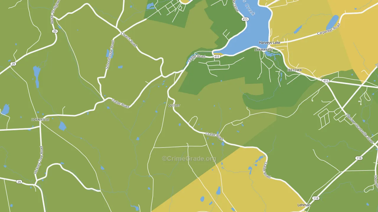 Outlet, PA Map of Burglary Rates