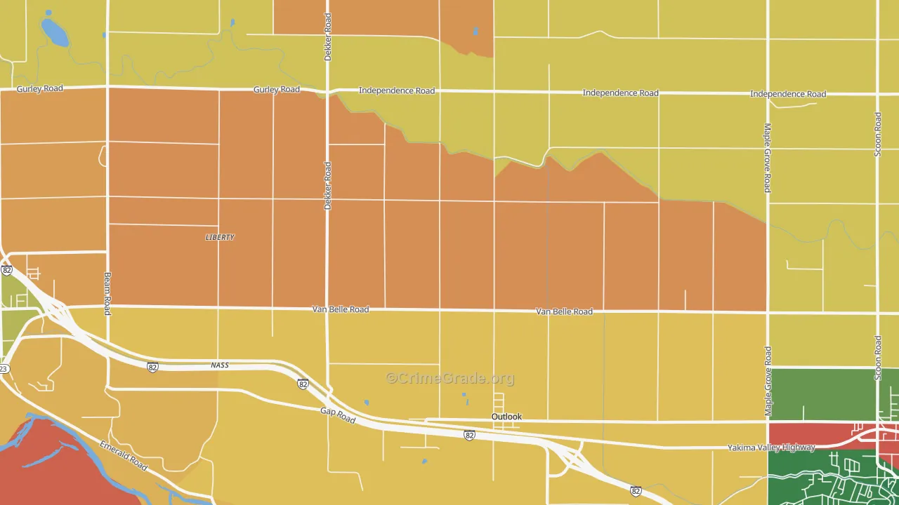 Outlook, WA Map of Burglary Rates