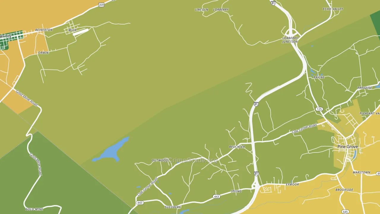 Outwood, PA Map of Burglary Rates