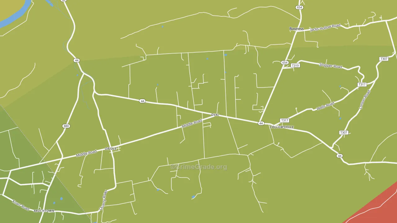 Oval, PA Map of Burglary Rates