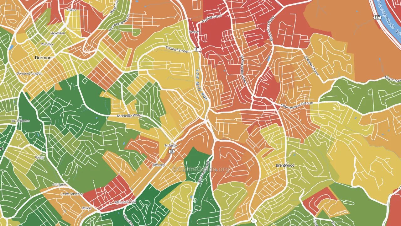 Overbrook, Pittsburgh, PA Map of Burglary Rates