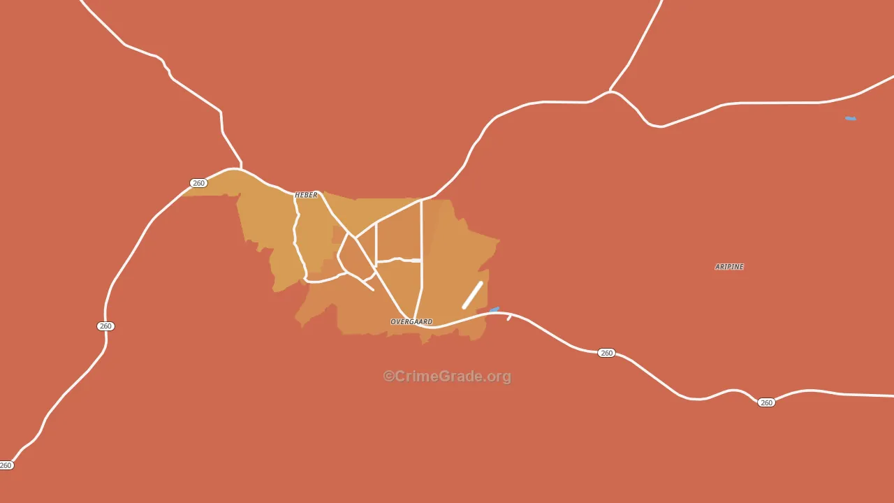 Overgaard, AZ Map of Burglary Rates