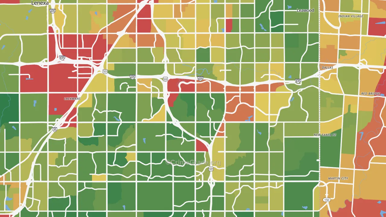Overland Park, KS Map of Burglary Rates