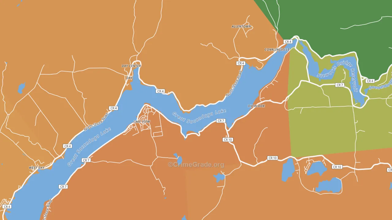 Overlook, NY Map of Burglary Rates