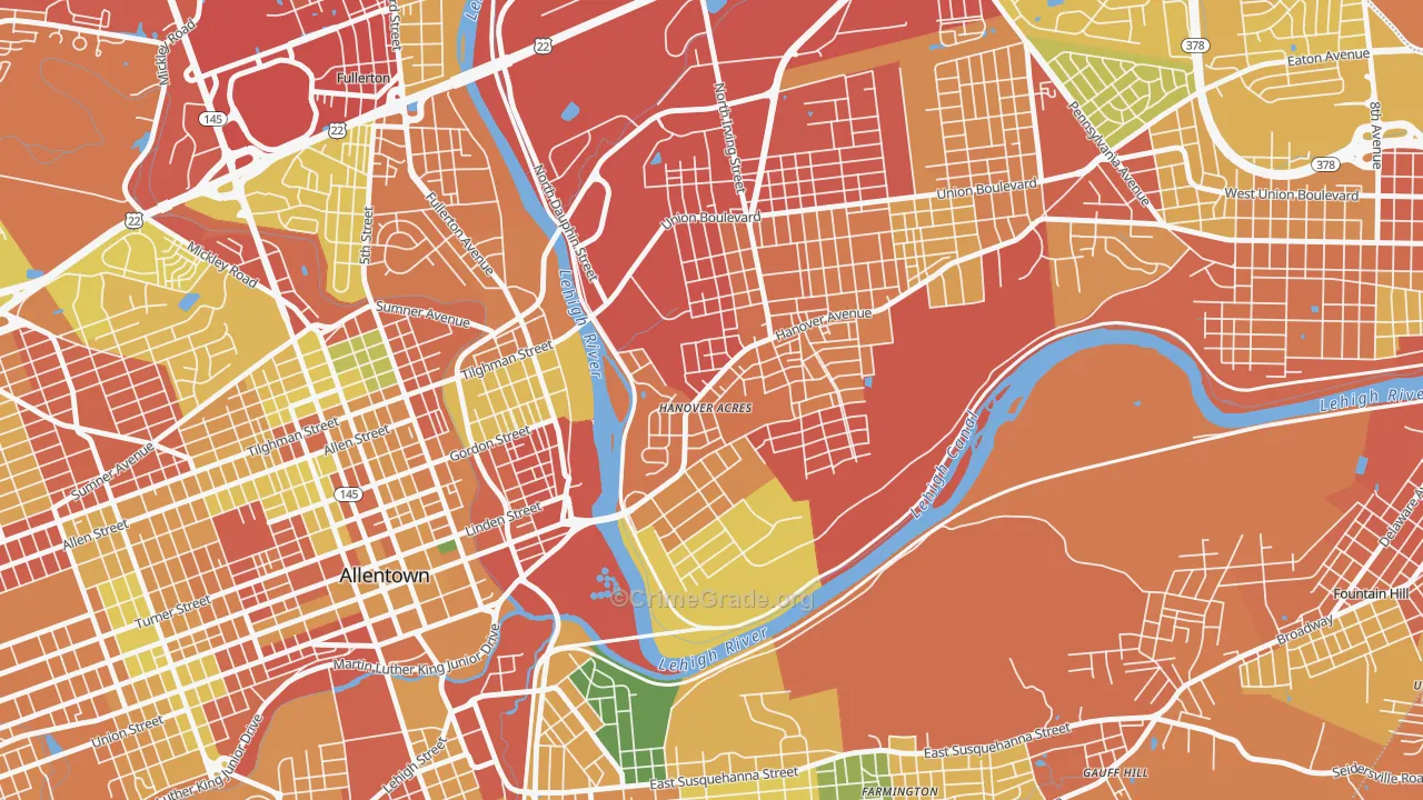 Overlook Park, Allentown, PA Map of Burglary Rates