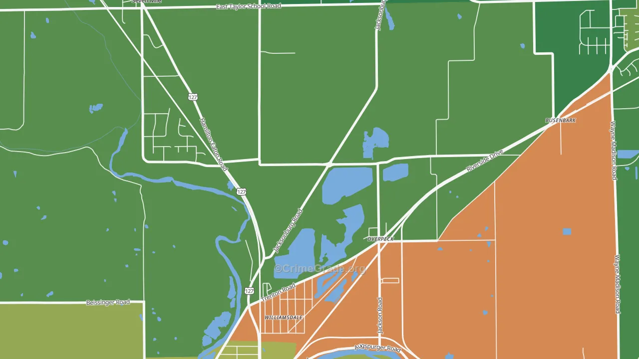 Overpeck, OH Map of Burglary Rates