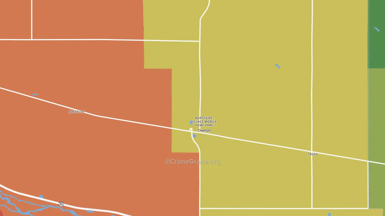 Overton, NE Map of Burglary Rates