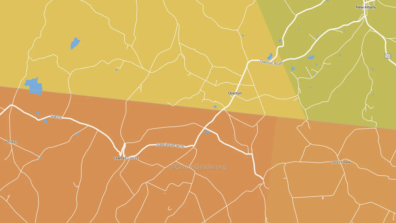 Overton, PA Map of Burglary Rates