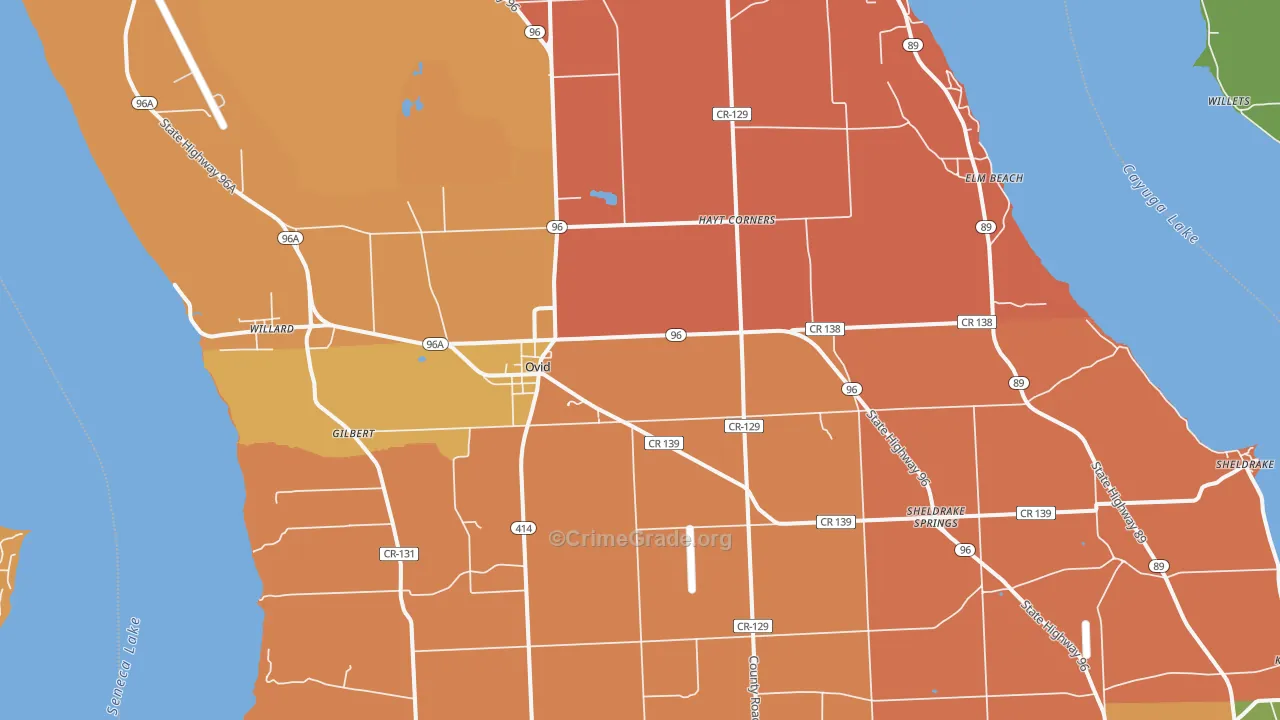 Ovid, NY Map of Burglary Rates