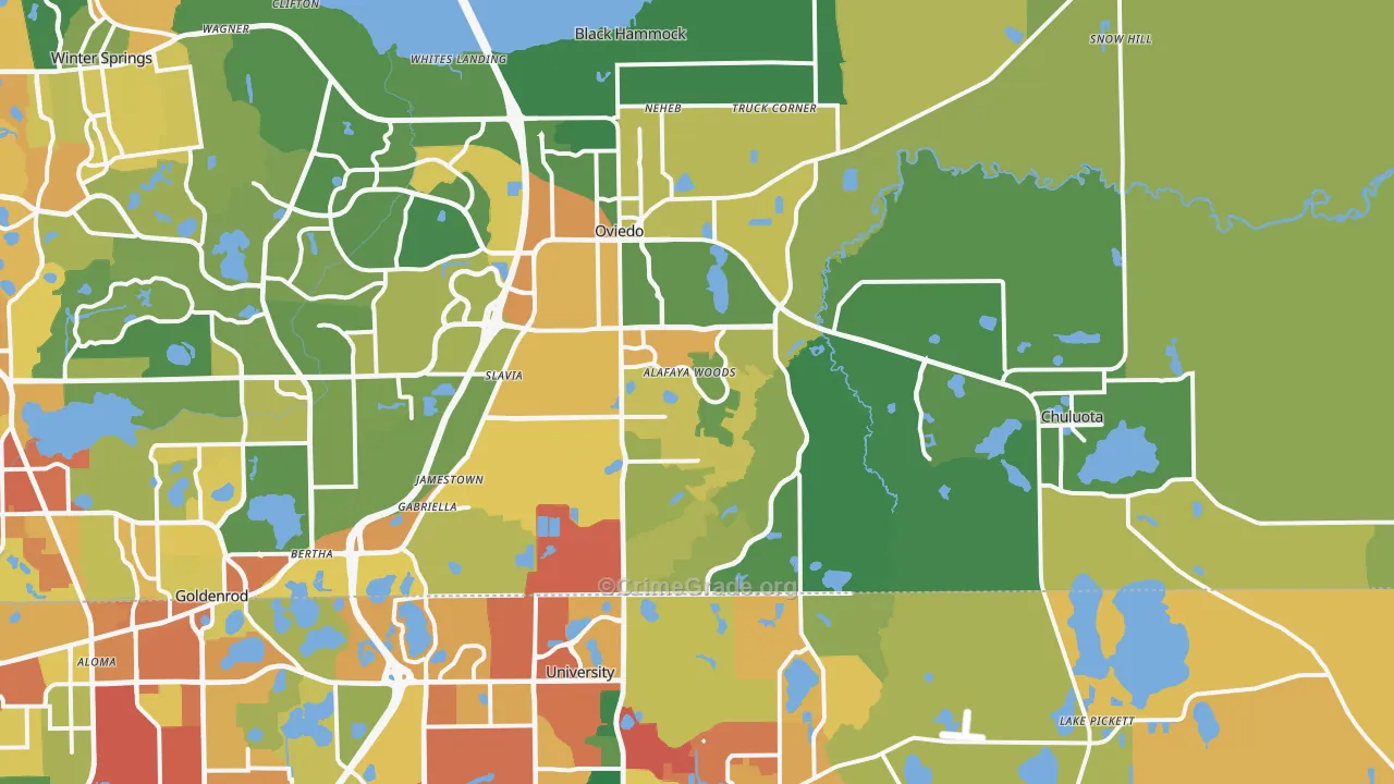 Oviedo, FL Map of Burglary Rates