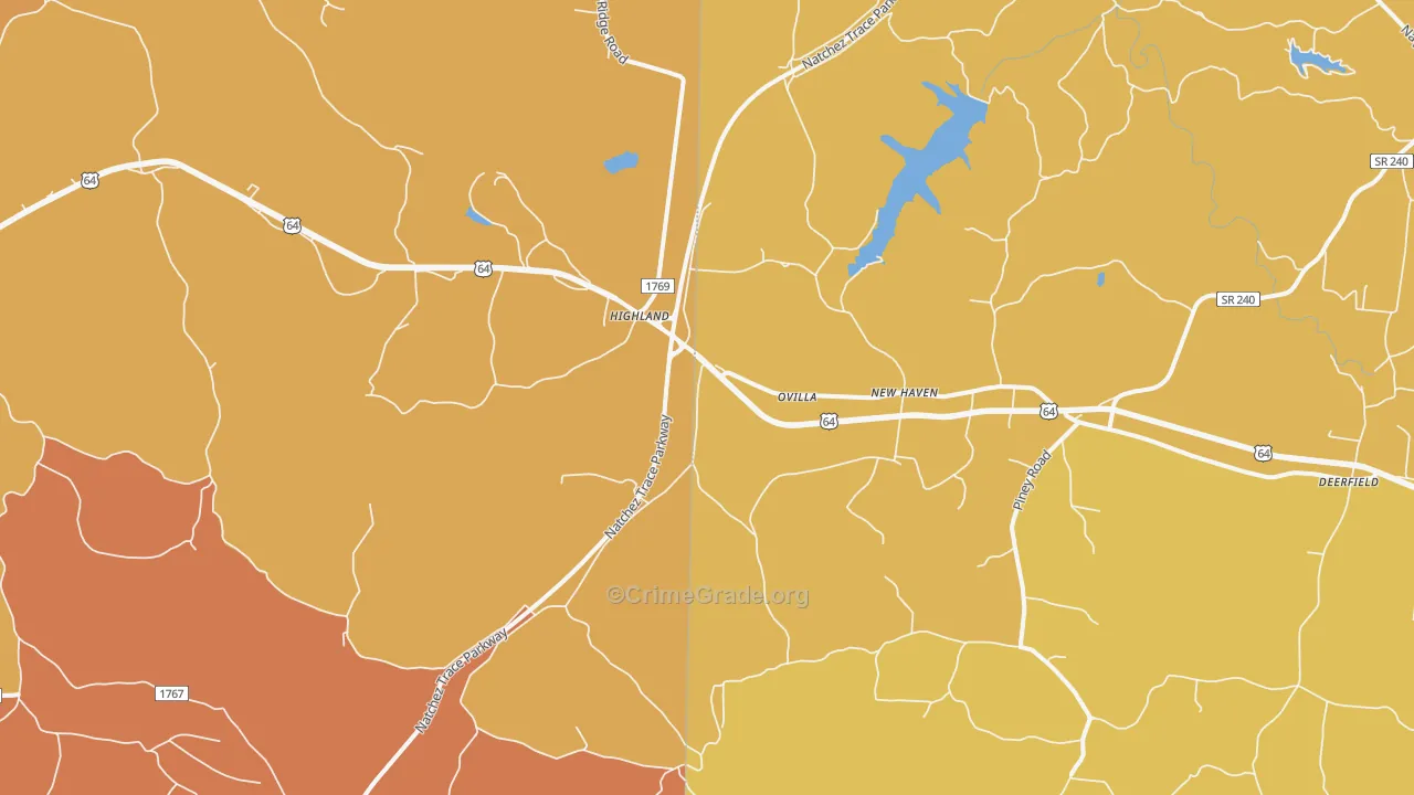 Ovilla, TN Map of Burglary Rates
