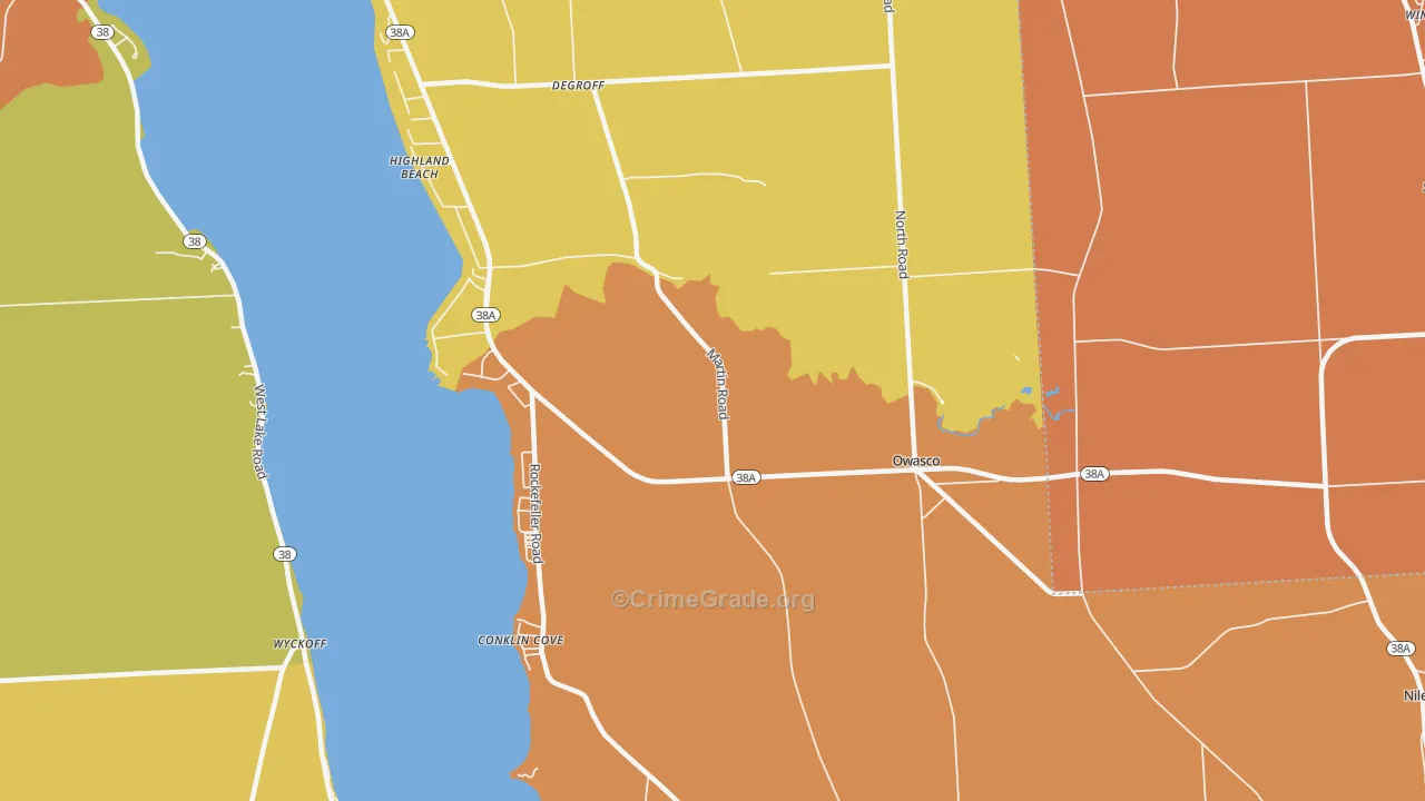 Owasco, NY Map of Burglary Rates