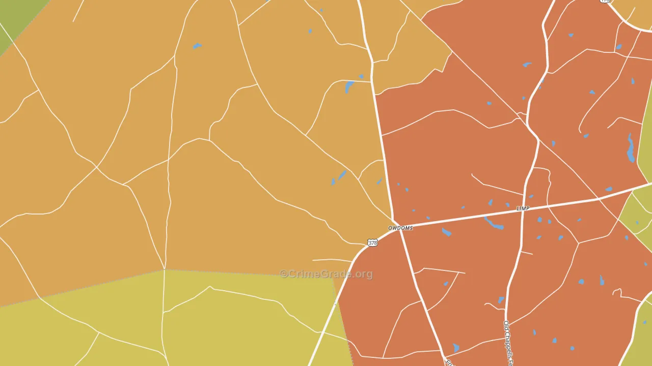 Owdoms, SC Map of Burglary Rates