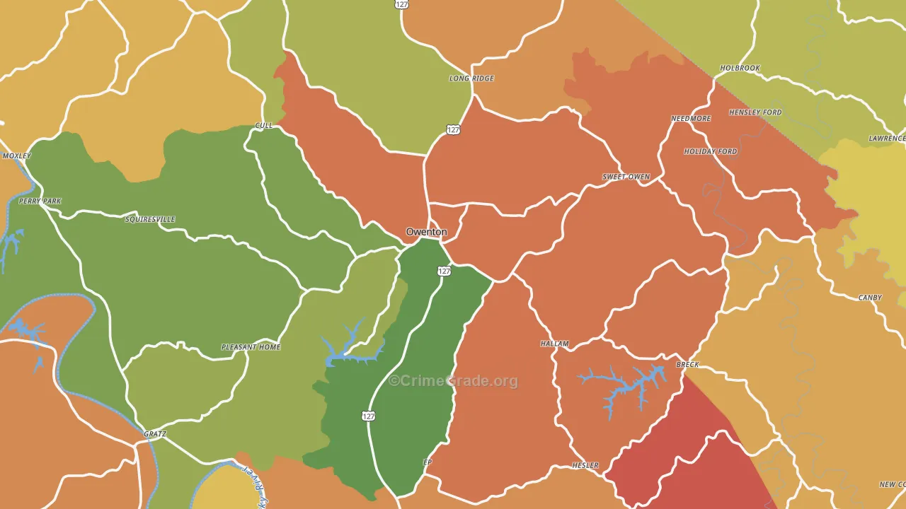 Owen County, KY Map of Burglary Rates