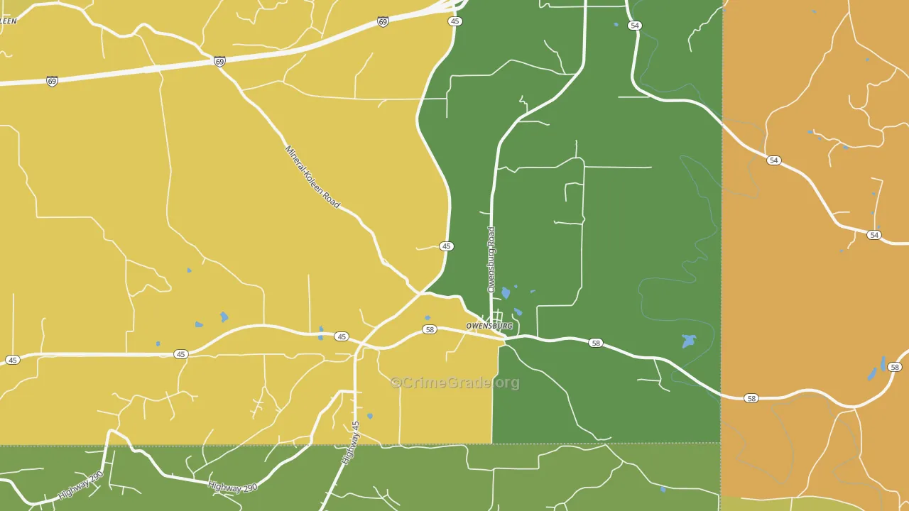 Owensburg, IN Map of Burglary Rates