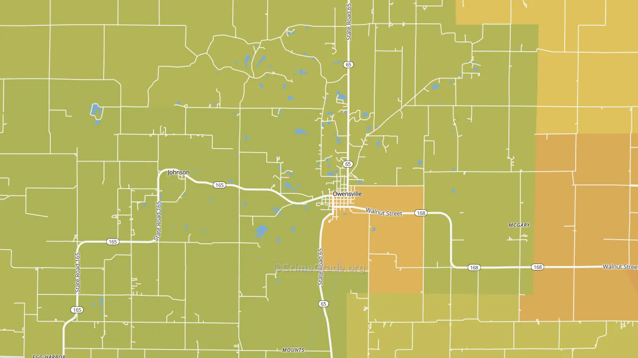 Owensville, IN Map of Burglary Rates