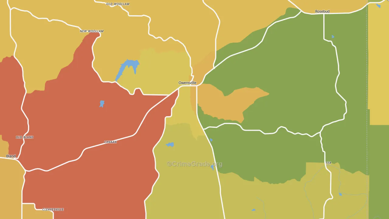 Owensville, MO Map of Burglary Rates
