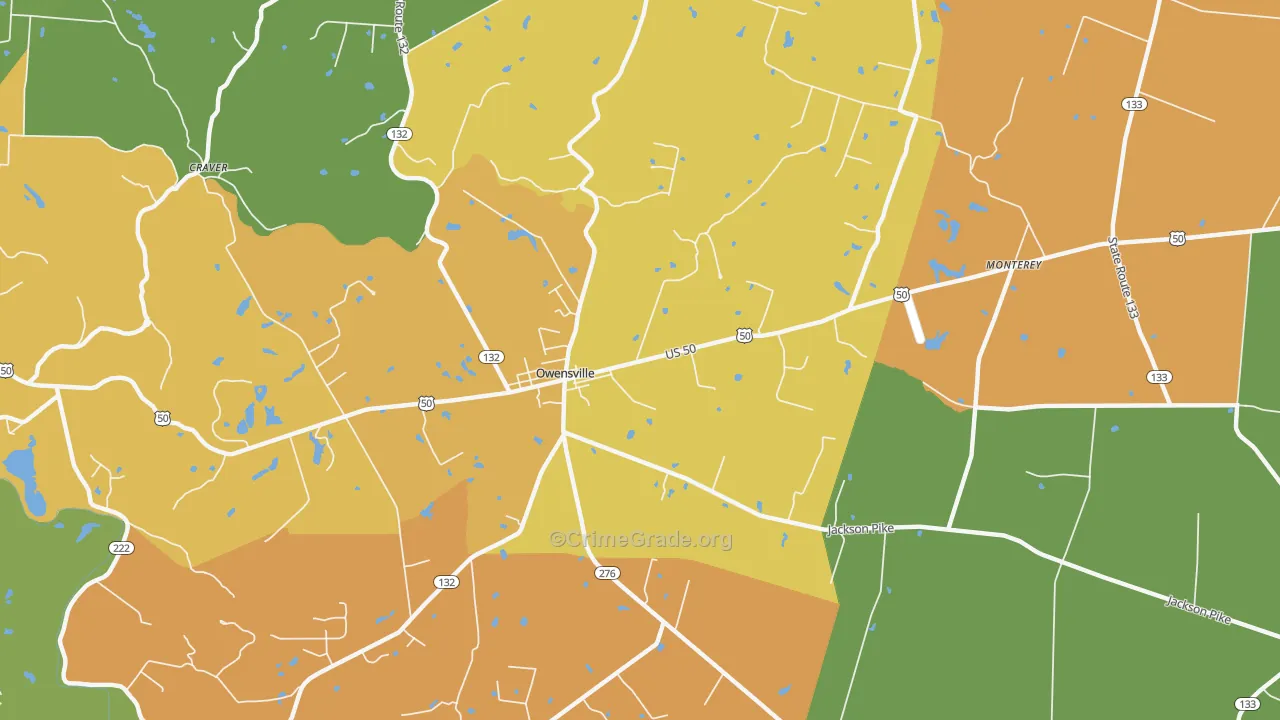 Owensville, OH Map of Burglary Rates