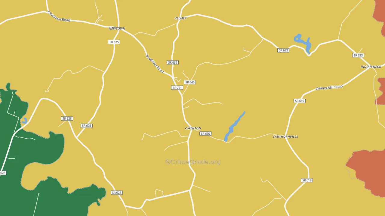 Owenton, VA Map of Burglary Rates