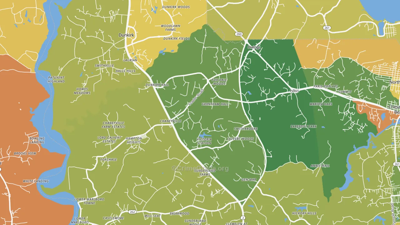 Owings, MD Map of Burglary Rates