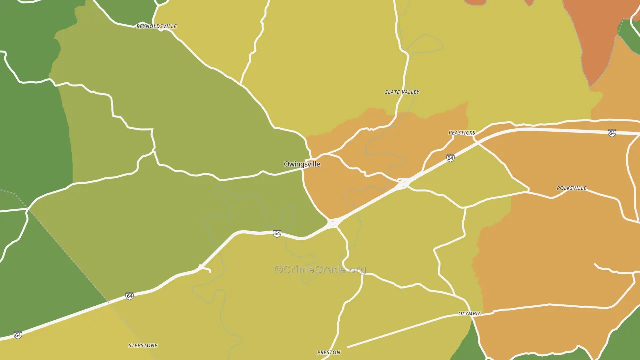Owingsville, KY Map of Burglary Rates