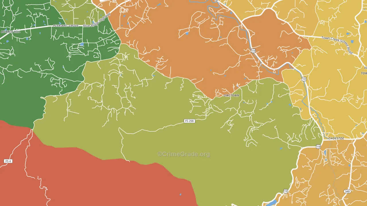 Owltown, GA Map of Burglary Rates