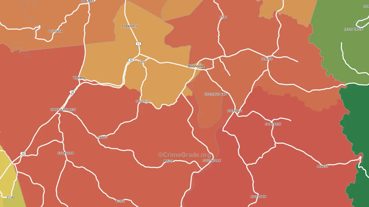 Owsley County, KY Map of Burglary Rates