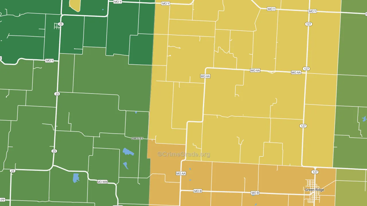 Owsley, MO Map of Burglary Rates
