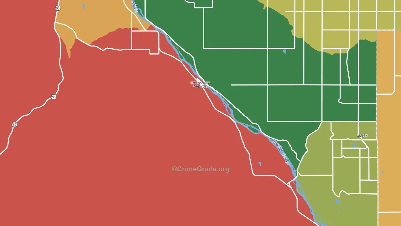 Owyhee County, ID Map of Burglary Rates