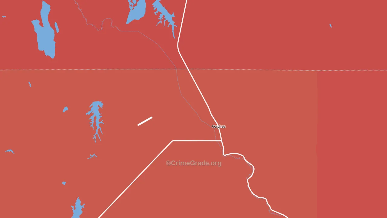 Owyhee, NV Map of Burglary Rates