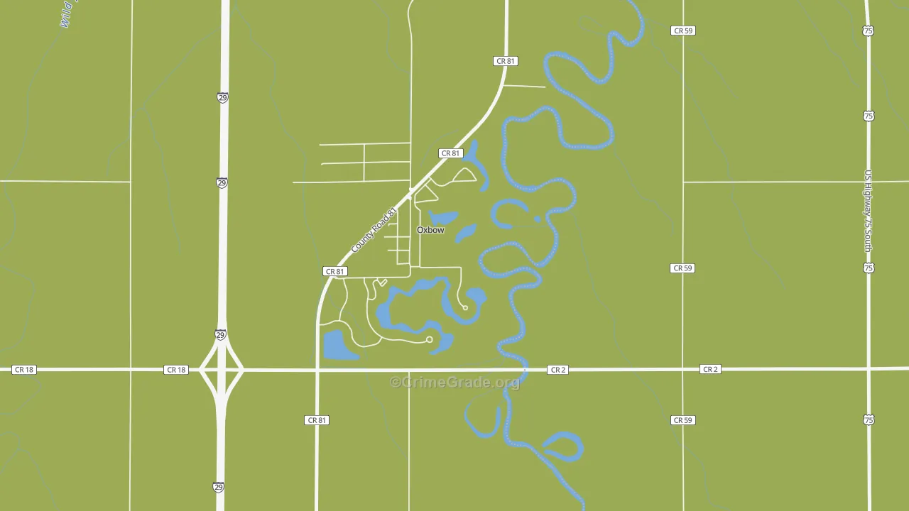 Oxbow, ND Map of Burglary Rates