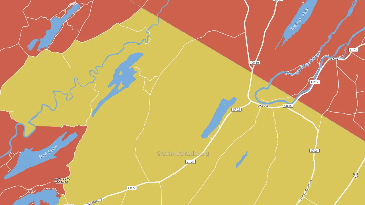 Oxbow, NY Map of Burglary Rates
