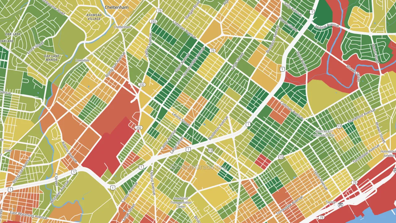 Oxford Circle, Philadelphia, PA Map of Burglary Rates