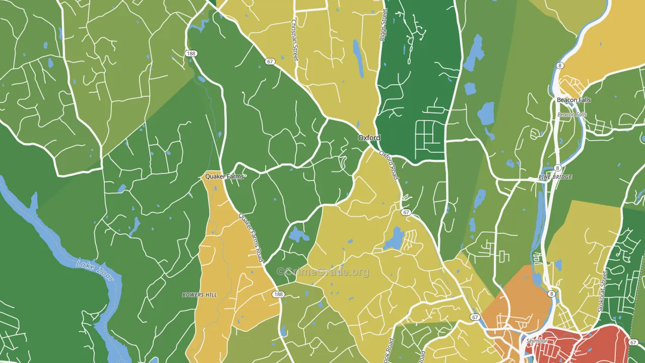 Oxford, CT Map of Burglary Rates