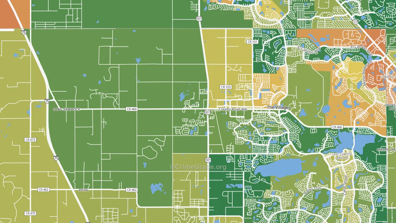 Oxford, FL Map of Burglary Rates