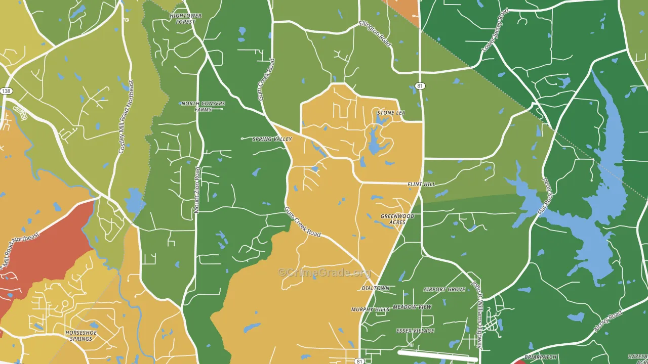 Oxford, GA Map of Burglary Rates
