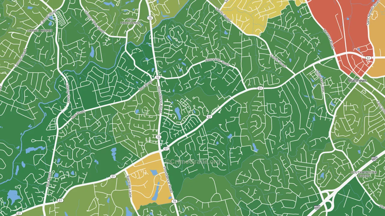 Oxford Hunt, Charlotte, NC Map of Burglary Rates
