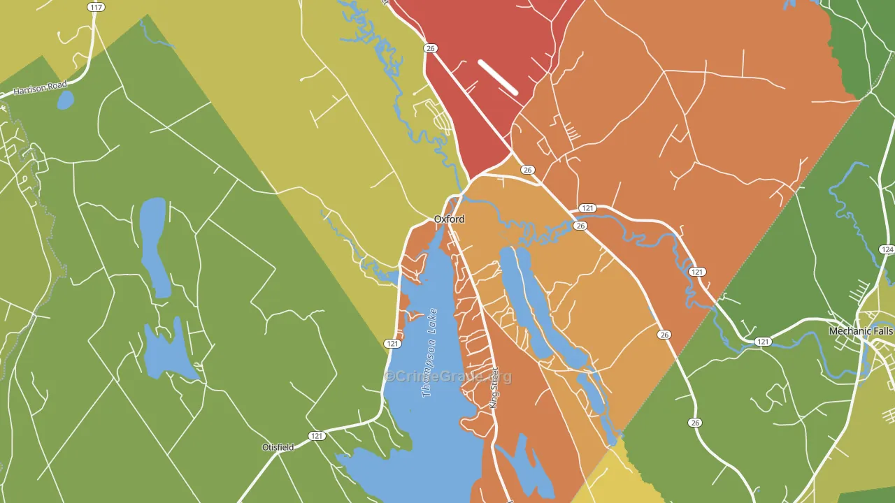 Oxford, ME Map of Burglary Rates