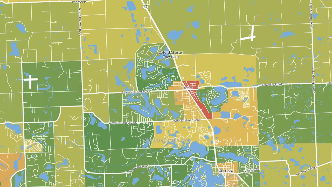 Oxford, MI Map of Burglary Rates