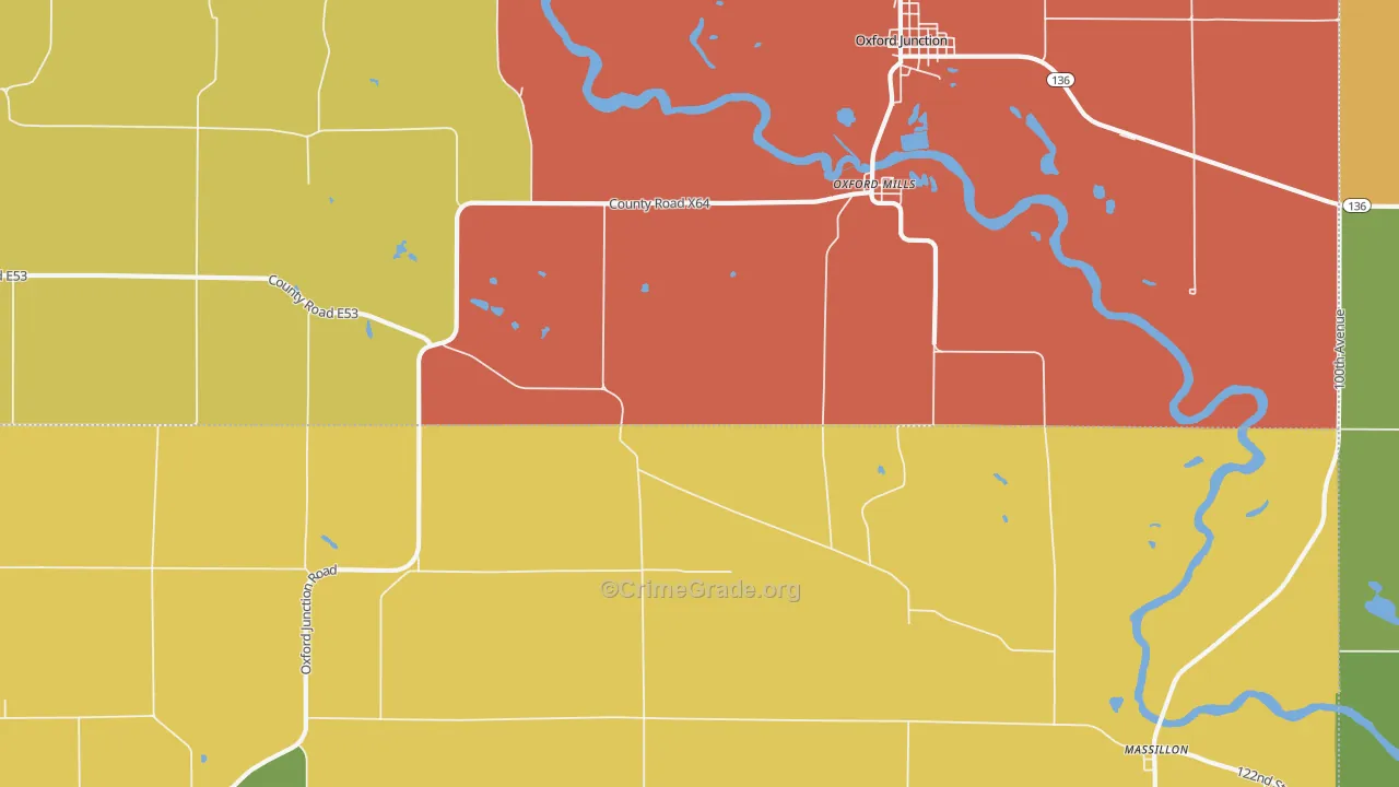 Oxford Mills, IA Map of Burglary Rates