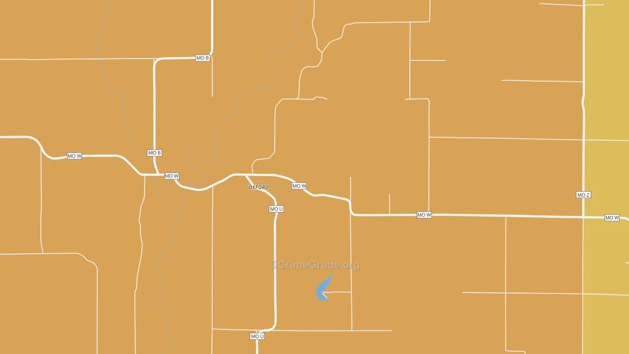 Oxford, MO Map of Burglary Rates