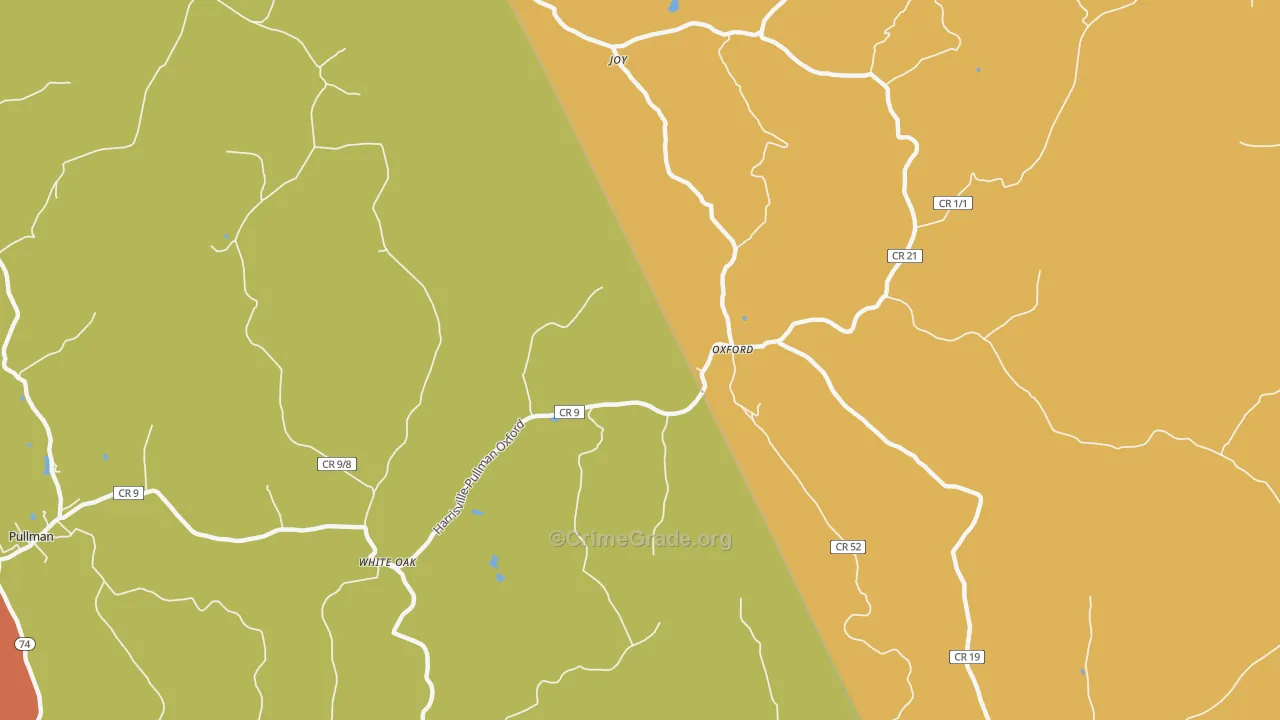 Oxford, WV Map of Burglary Rates